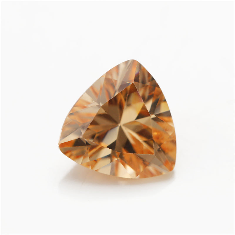 50pcs 3x3~10x10mm 5A Trillion Cut Cut Champagne CZ Stone Loose Cubic Zirconia Synthetic Gemstone for Jewelry