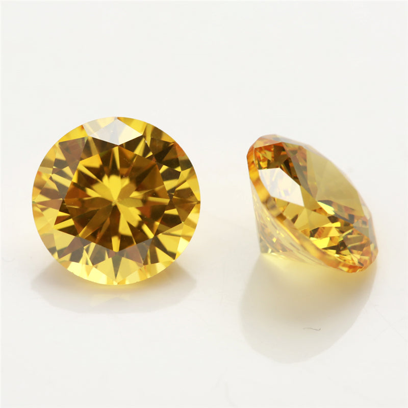 Size 0.8-12.0mm 5A Round Cut Golden Yellow CZ Stone Loose Cubic Zirconia Synthetic Gemstone for Jewelry