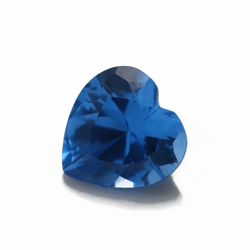 Size 3x3~10x10mm Heart Cut 109# Color Blue Stone Loose Spinel Synthetic Gemstone for Jewelry