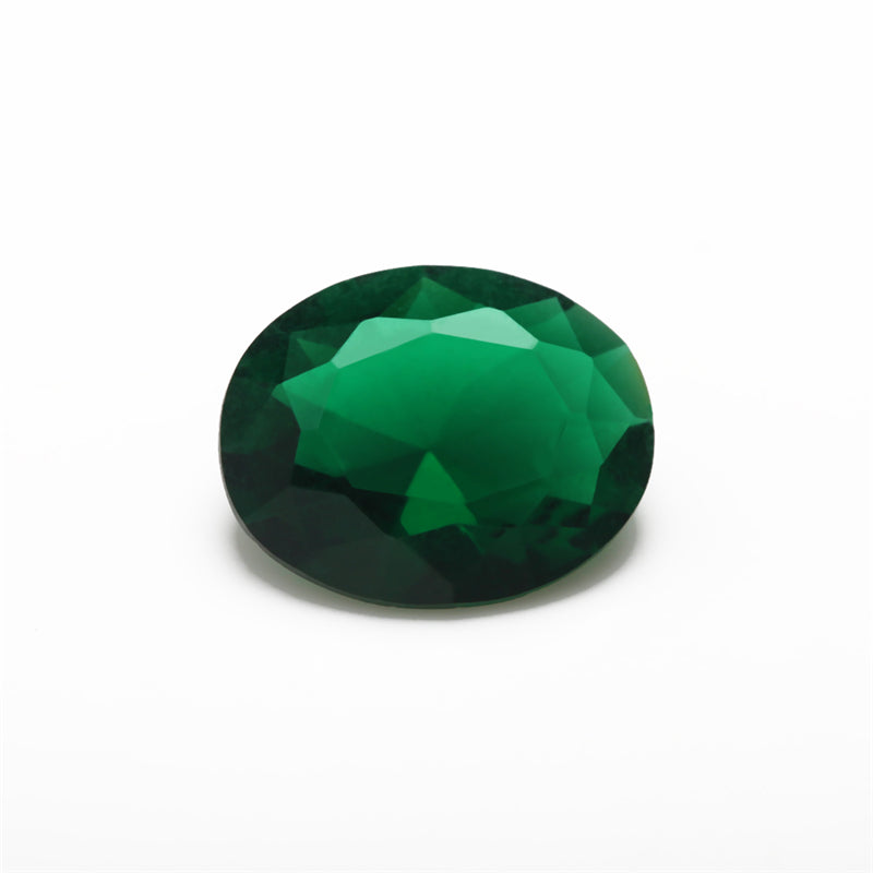 Size 3x5~10x12mm Oval Cut Green Glass Stone Loose Synthetic Gemstone for Jewelry