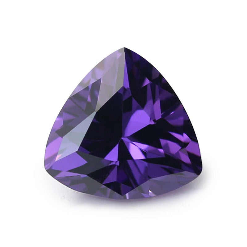 50pcs 3x3~10x10mm 5A Trillion Cut Cut Amethyst Color CZ Stone Loose Cubic Zirconia Synthetic Gemstone for Jewelry
