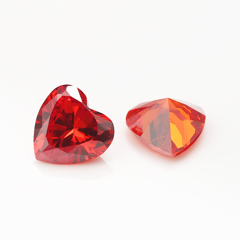 50pcs 3x3-10x10mm 5A Heart Cut Orange CZ Stone Loose Cubic Zirconia Synthetic Gemstone for Jewelry