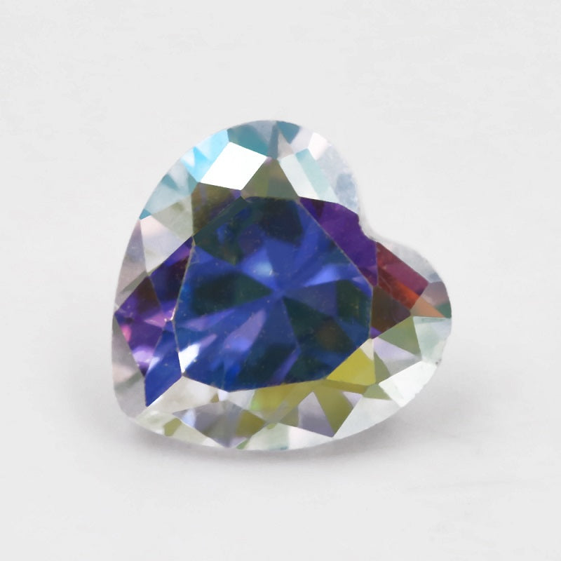 50pcs 3x3-12x12mm 5A Heart Cut Plating AB Color CZ Stone Loose Cubic Zirconia Synthetic Gemstone for Jewelry
