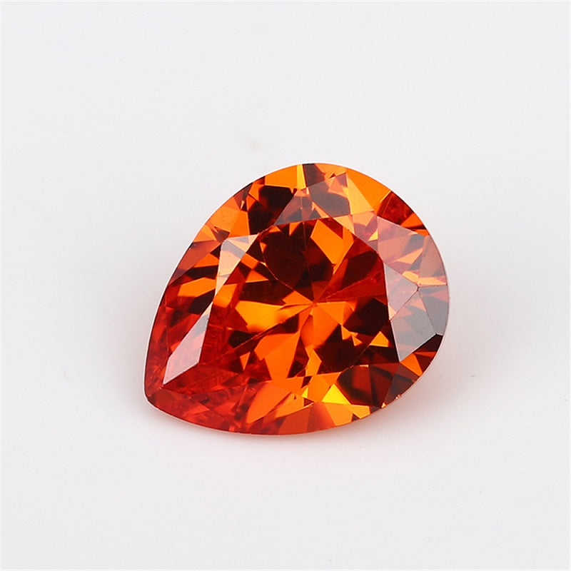 Size 3x5~10x12mm 5A Pear Cut Orange CZ Stone Loose Cubic Zirconia Synthetic Gemstone for Jewelry
