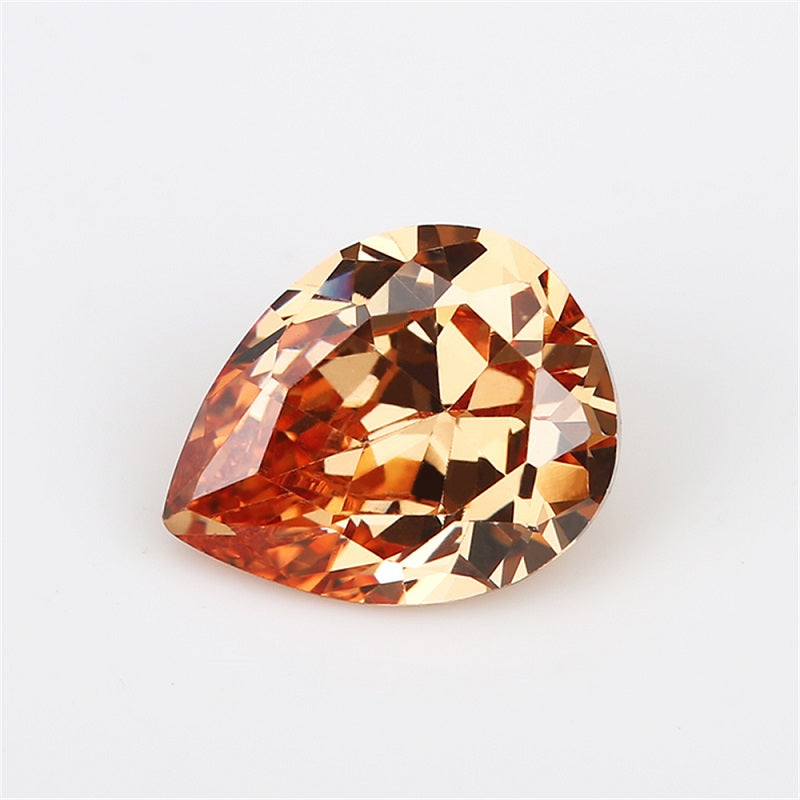 Size 3x5~10x12mm 5A Pear Cut Champagne CZ Stone Loose Cubic Zirconia Synthetic Gemstone for Jewelry