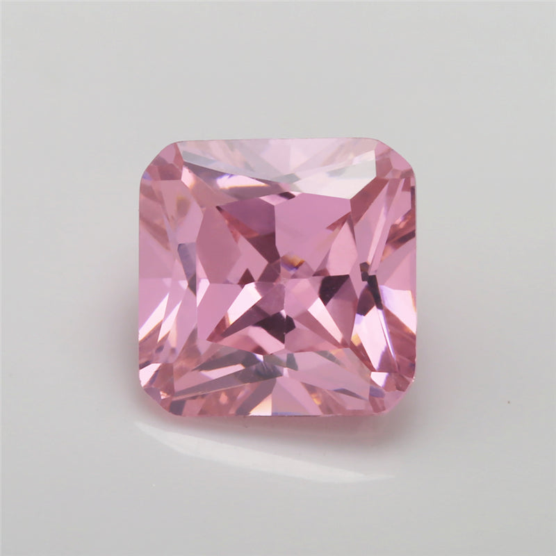 50pcs 3x3~10x10mm 5A Square Octangle Shape Pink CZ Stone Loose Cubic Zirconia Synthetic Gemstone for Jewelry