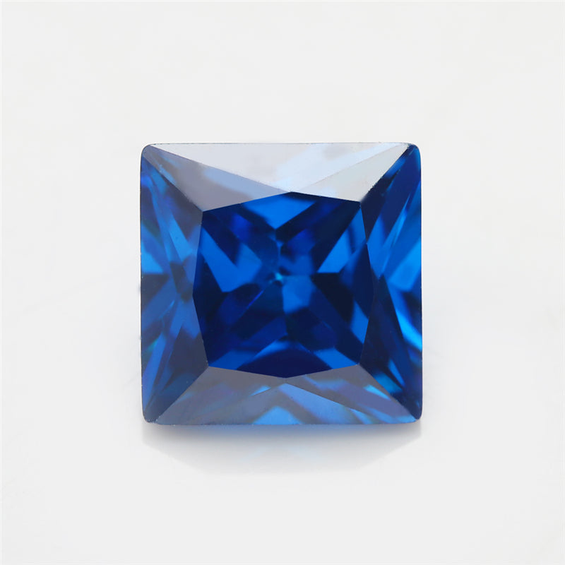 Size 3x3-10x10mm 5A Square Princess Cut Deep Sea blue CZ Stone Loose Cubic Zirconia Synthetic Gemstone for Jewelry Making