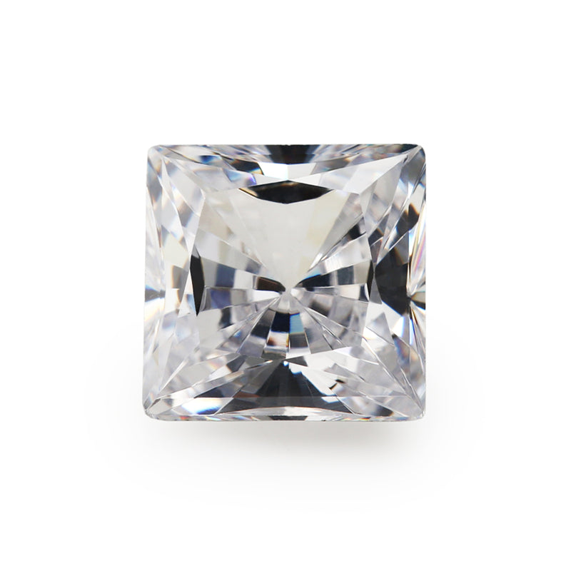50pcs 4x4~8x8mm 5A Square Shape Radiant Cut White CZ Stone Loose Cubic Zirconia Synthetic Gemstone for Jewelry