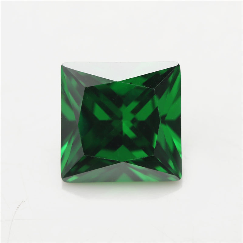 Size 3x3-10x10mm 5A Square Princess Cut Green CZ Stone Loose Cubic Zirconia Synthetic Gemstone for Jewelry Making