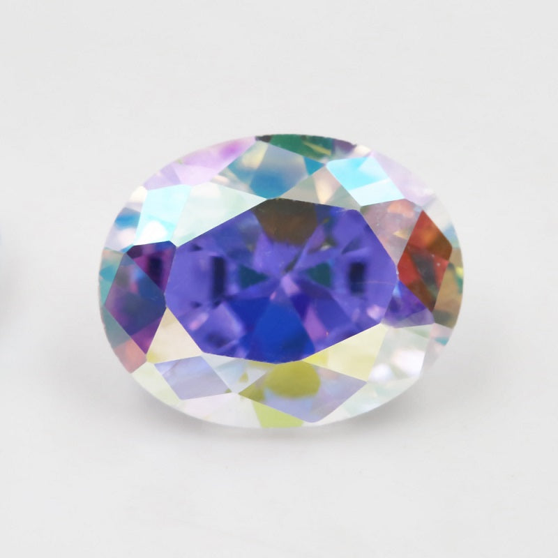 50pcs 3x5-10x12mm 5A Oval Cut Plating AB Color CZ Stone Loose Cubic Zirconia Synthetic Gemstone for Jewelry