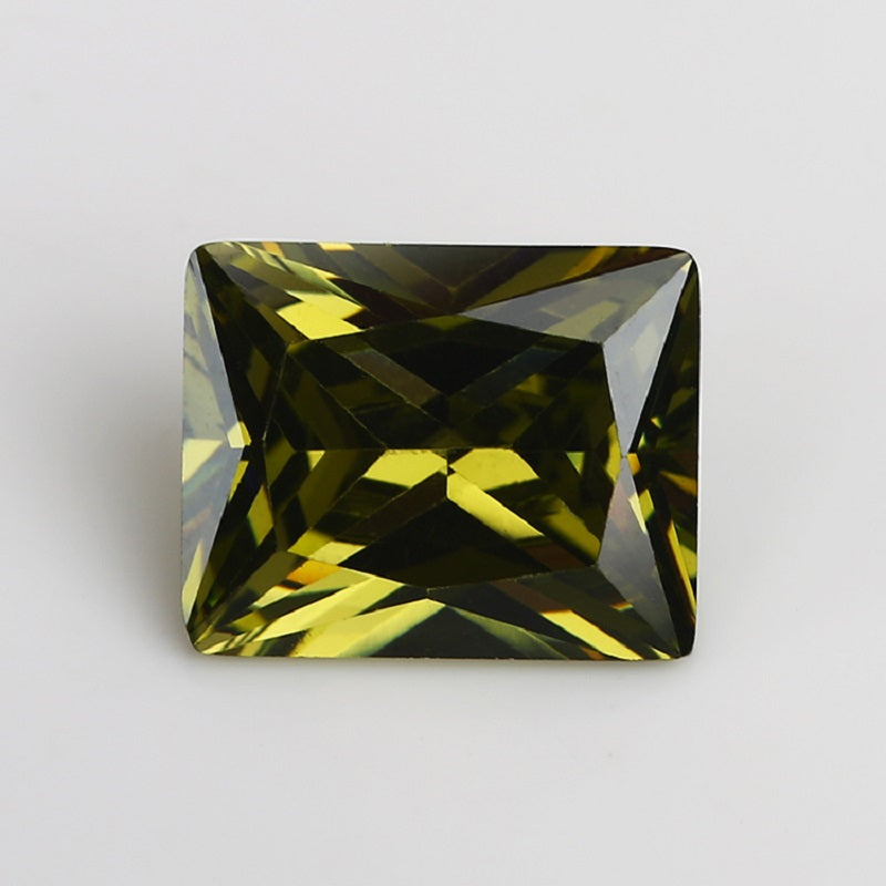 50pcs 3x5-10x12mm 5A Rectangle Cut Olive Green CZ Stone Loose Cubic Zirconia Synthetic Gemstone for Jewelry