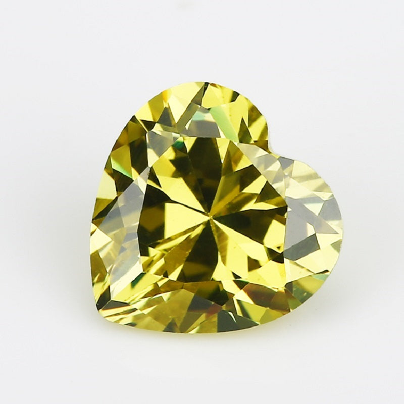 50pcs 3x3-10x10mm 5A Heart Cut Olive Yellow CZ Stone Loose Cubic Zirconia Synthetic Gemstone for Jewelry