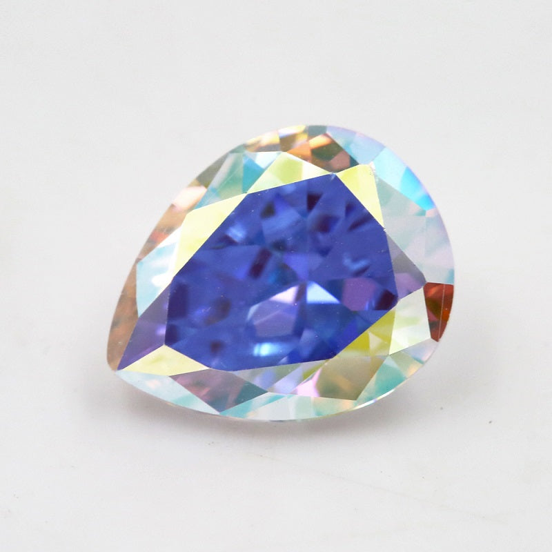 50pcs 3x5-10x12mm 5A Pear Cut Plating AB Color CZ Stone Loose Cubic Zirconia Synthetic Gemstone for Jewelry