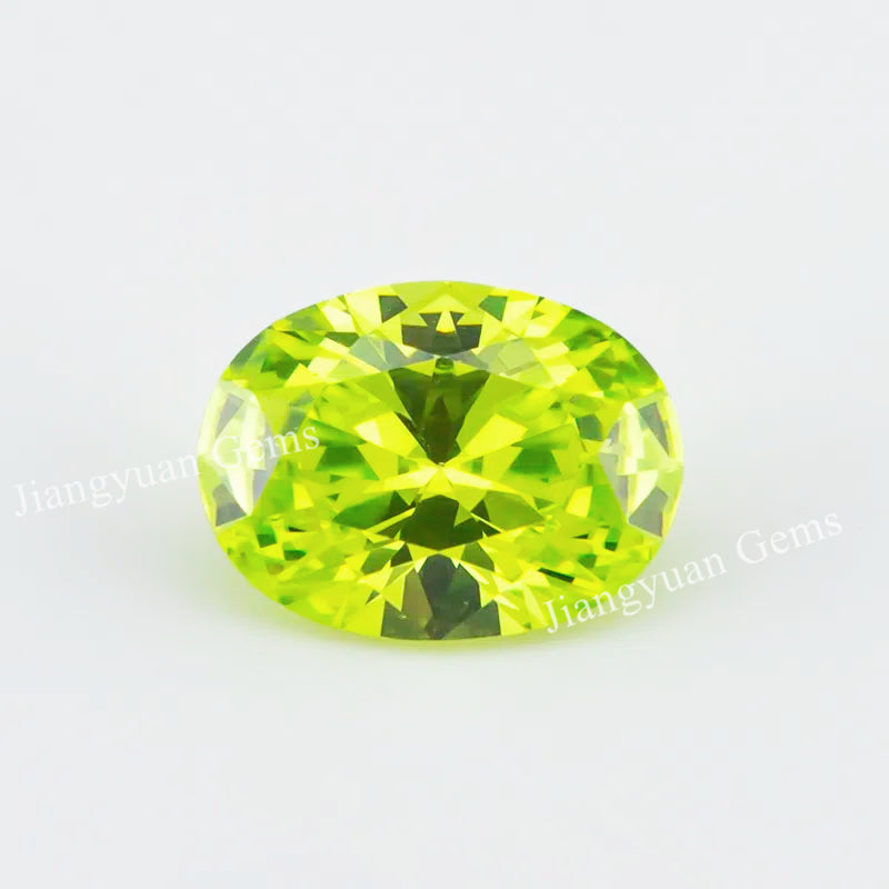 Size 3x5mm~10x12mm 5A Oval Cut Apple Green Cubic Zirconia Stone Loose CZ Synthetic Gemstone for Jewelry Making