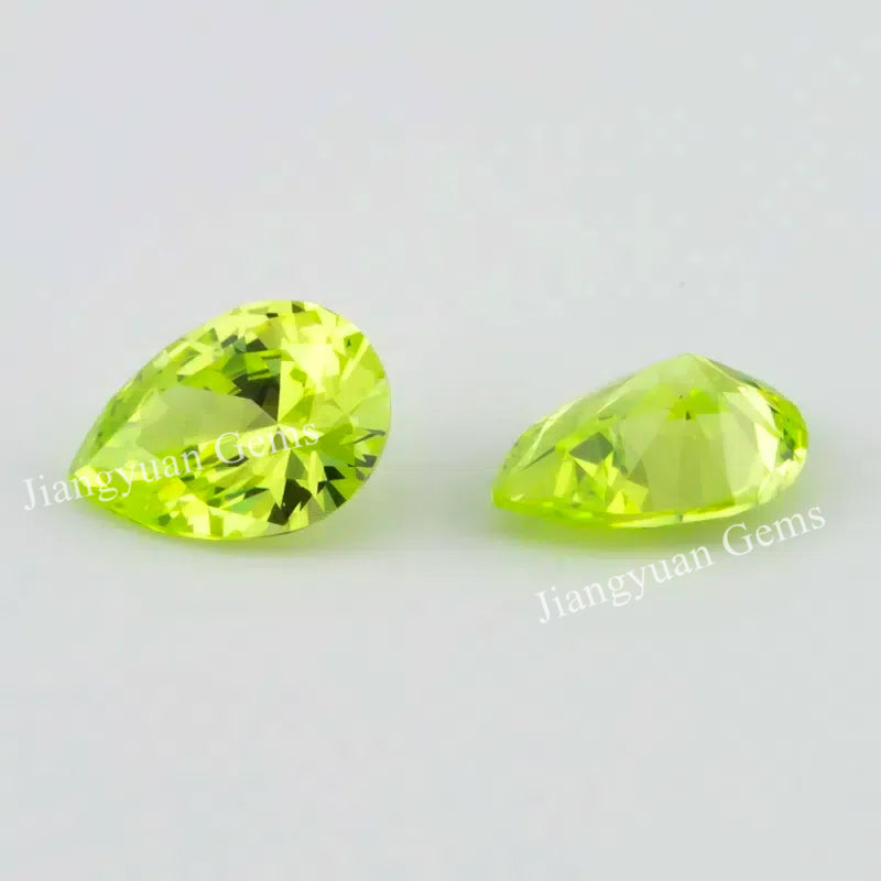 Size 3x5mm~10x12mm 5A Pear Cut Apple Green Cubic Zirconia Stone Loose CZ Synthetic Gemstone for Jewelry Making