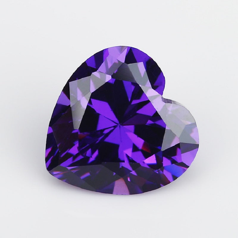 50pcs 3x3-10x10mm 5A Heart Cut Violet CZ Stone Loose Cubic Zirconia Synthetic Gemstone for Jewelry