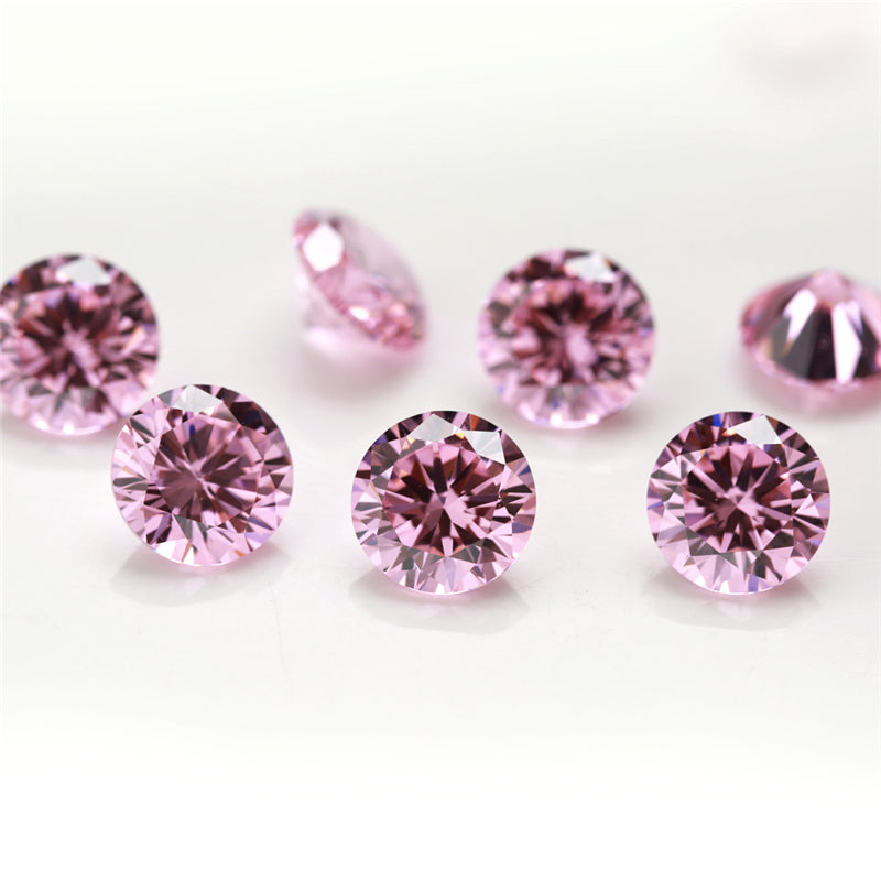 Size 0.8~12.0mm 5A Round Cut Pink CZ Stone Loose Cubic Zirconia Synthetic Gemstone for Jewelry