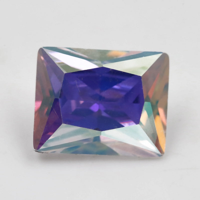 50pcs 3x5-10x12mm 5A Rectangle Cut Plating AB Color CZ Stone Loose Cubic Zirconia Synthetic Gemstone for Jewelry