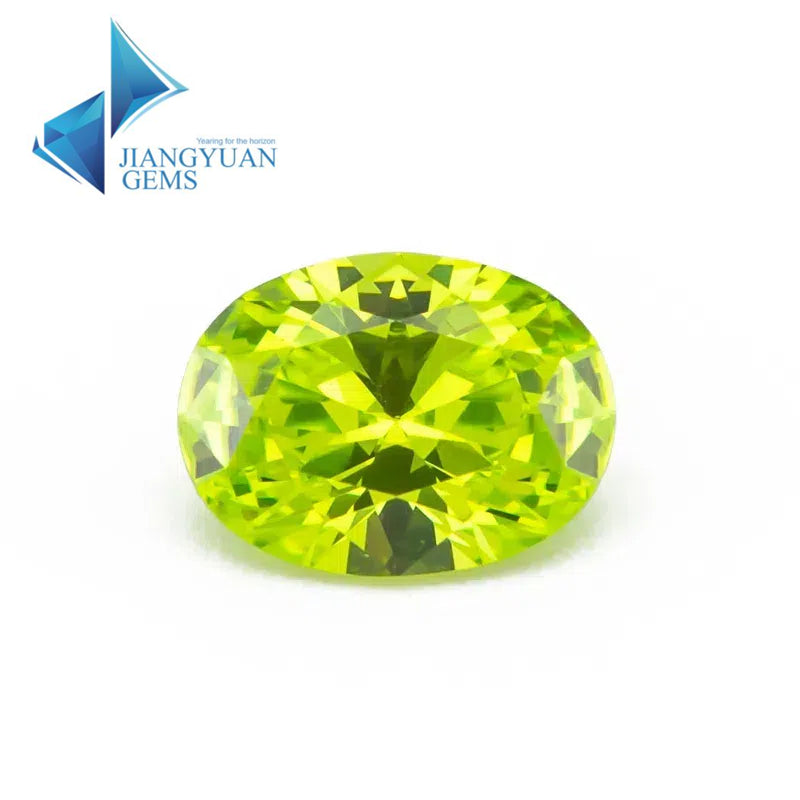 Size 3x5mm~10x12mm 5A Oval Cut Apple Green Cubic Zirconia Stone Loose CZ Synthetic Gemstone for Jewelry Making