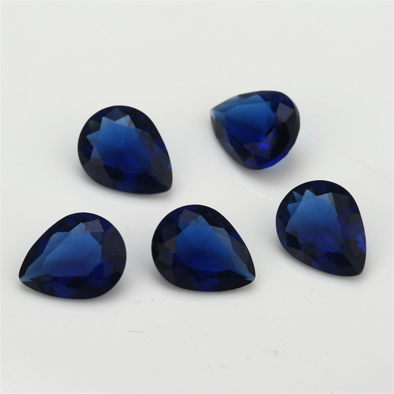 Size 3x5~10x12mm Pear Cut Blue Glass Stone Loose Synthetic Gemstone for Jewelry