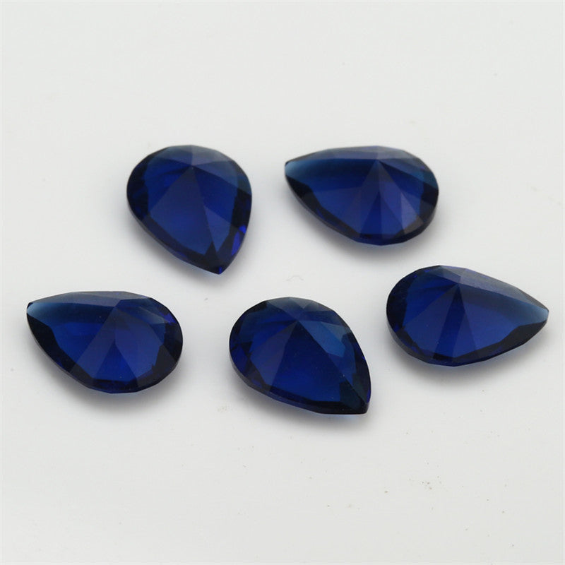 Size 3x5~10x12mm Pear Cut Blue Glass Stone Loose Synthetic Gemstone for Jewelry
