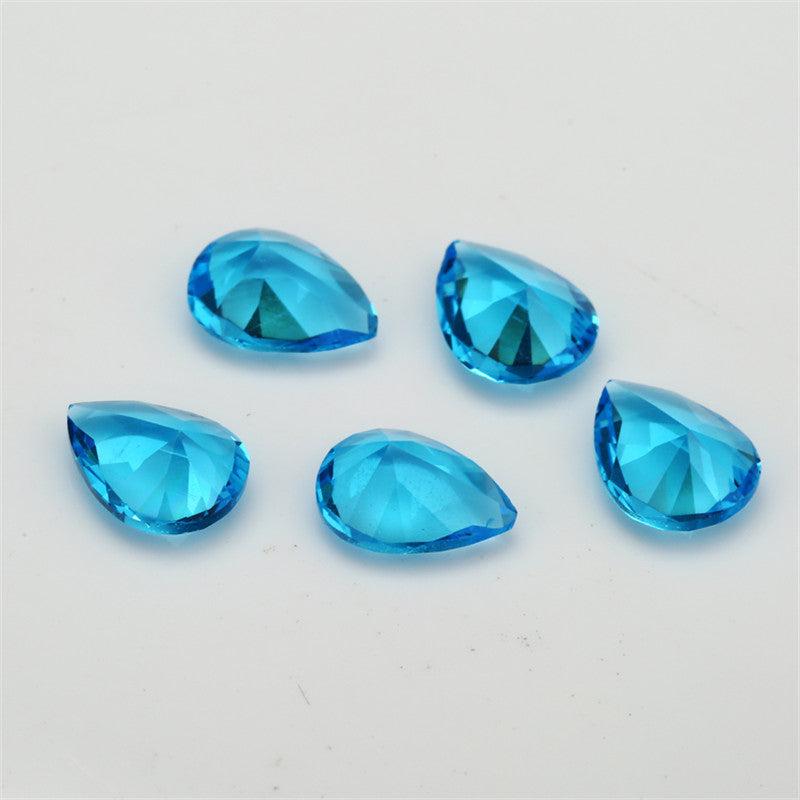 Size 3x5~10x12mm Pear Cut Dark Sea Blue Glass Stone Loose Synthetic Gemstone for Jewelry
