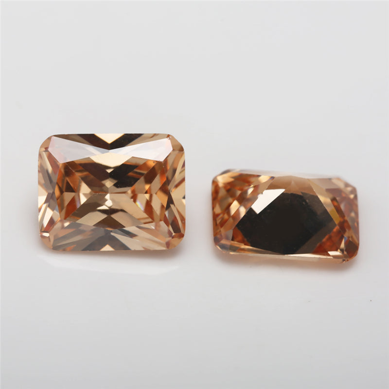 50pcs 4x6~10x12mm 5A Octangle Cut Champagne CZ Stone Loose Cubic Zirconia Synthetic Gemstone for Jewelry
