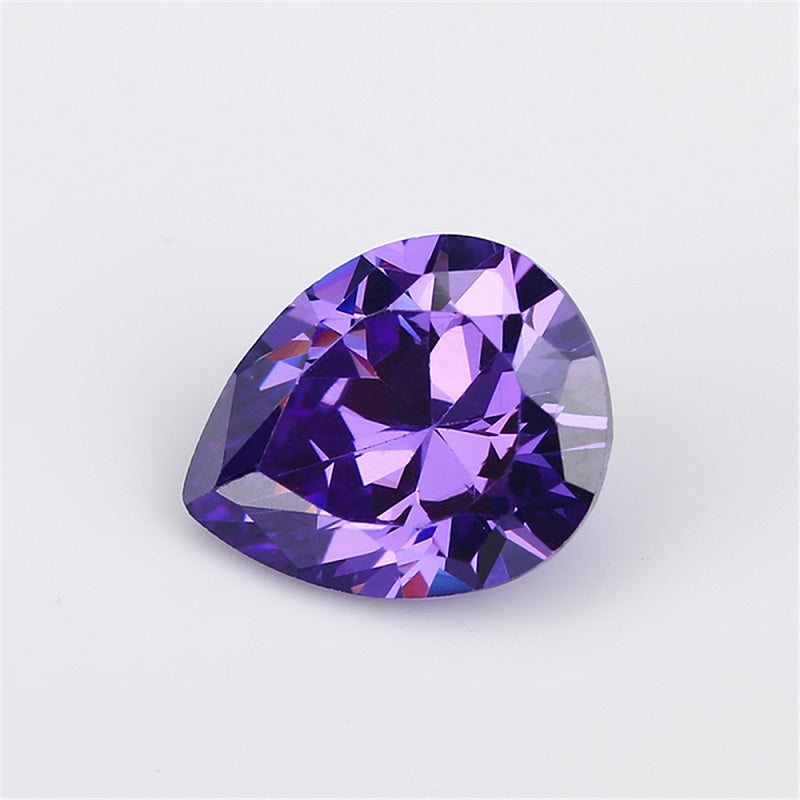 Size 3x5~10x12mm 5A Pear Cut Violet CZ Stone Loose Cubic Zirconia Synthetic Gemstone for Jewelry