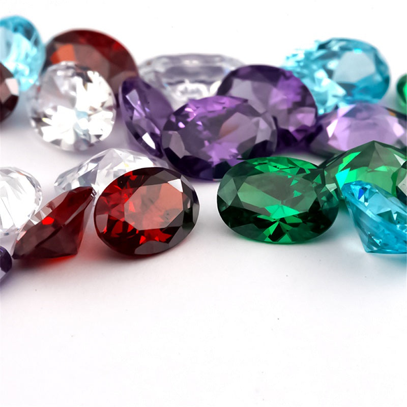 Size 3x5mm~10x12mm Oval Cut Cubic Zirconia Stone White Garnet Amethyst Green SeaBlue Mix 5 Color 5A Loose CZ Stones Synthetic Gemstone for Jewelry Making