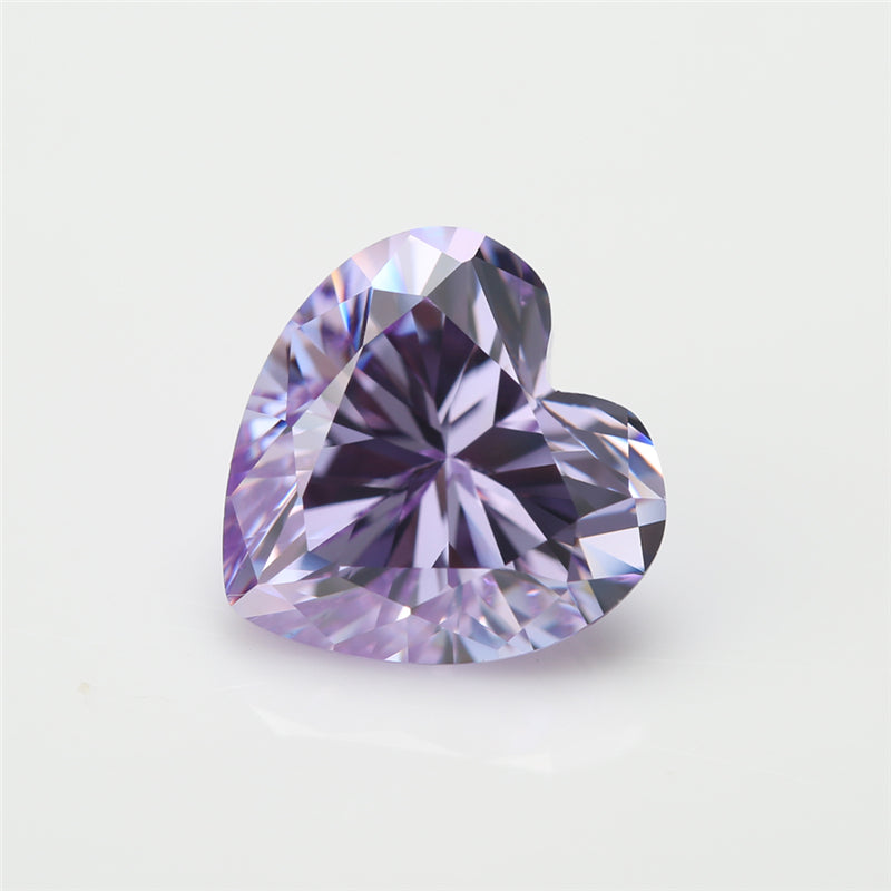 50pcs 3x3-10x10mm 5A Heart Cut Lavender Color CZ Stone Loose Cubic Zirconia Synthetic Gemstone for Jewelry