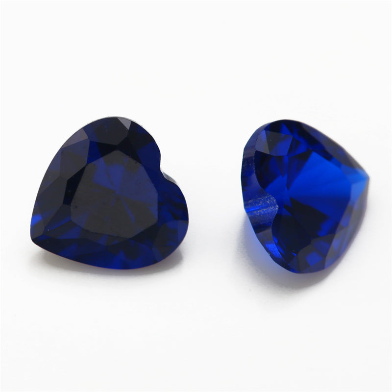 Size 3x3~10x10mm Heart Cut 112# Color Blue Stone Loose Spinel Synthetic Gemstone for Jewelry