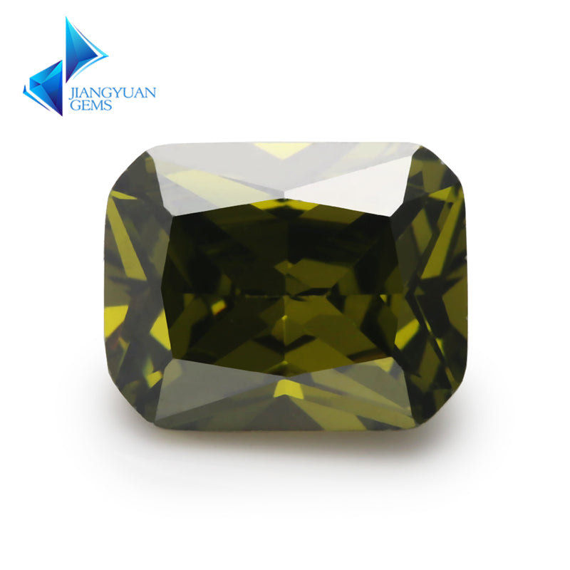 50pcs 4x6~10x12mm 5A Octangle Cut Olive Green CZ Stone Loose Cubic Zirconia Synthetic Gemstone for Jewelry
