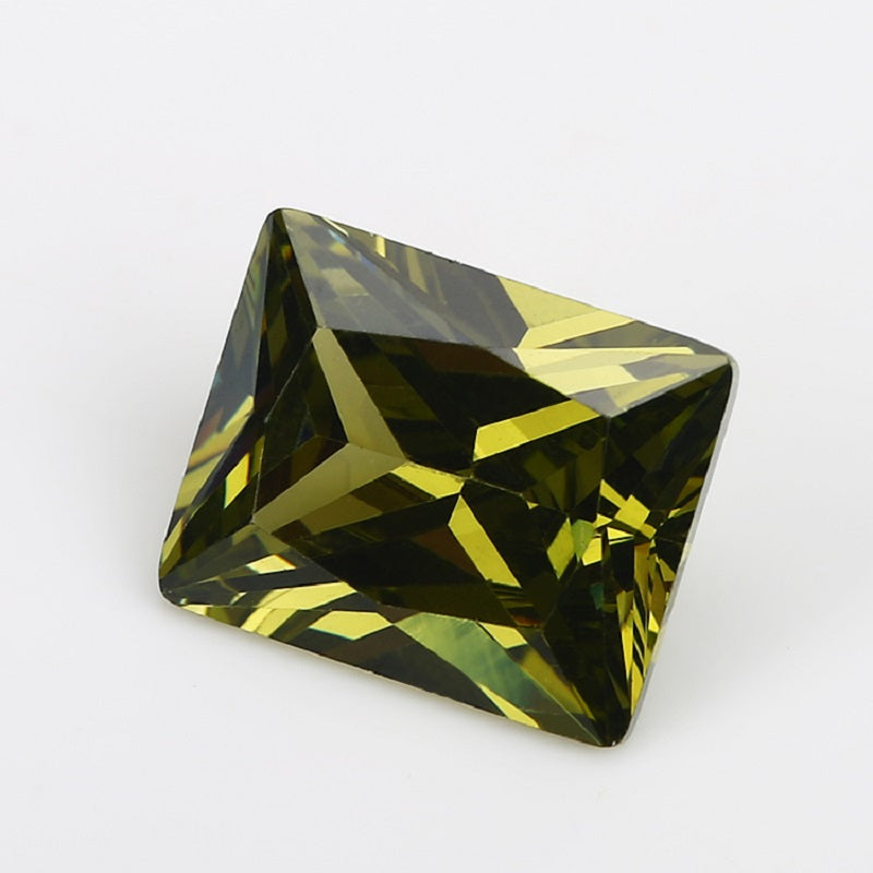50pcs 3x5-10x12mm 5A Rectangle Cut Olive Green CZ Stone Loose Cubic Zirconia Synthetic Gemstone for Jewelry