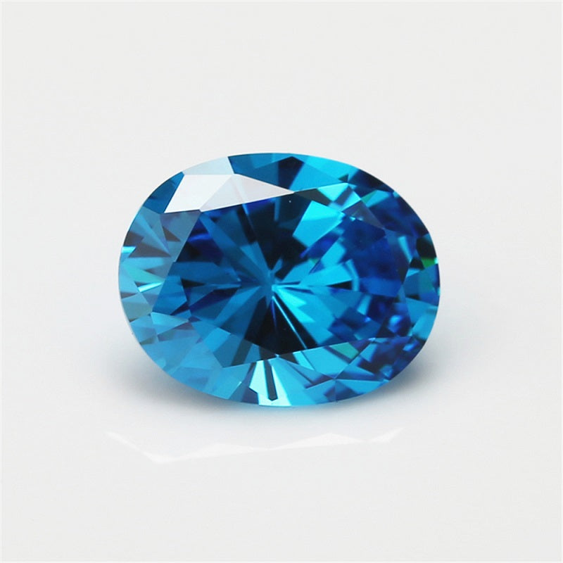 Size 3x5~10x12mm 5A Oval Cut Sea Blue CZ Stone Loose Cubic Zirconia Synthetic Gemstone for Jewelry