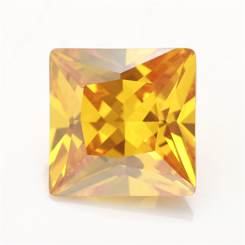 50pcs 1.5x1.5~10x10mm 5A Square Princess Cut Golden Yellow CZ Stone Loose Cubic Zirconia Synthetic Gemstone for Jewelry
