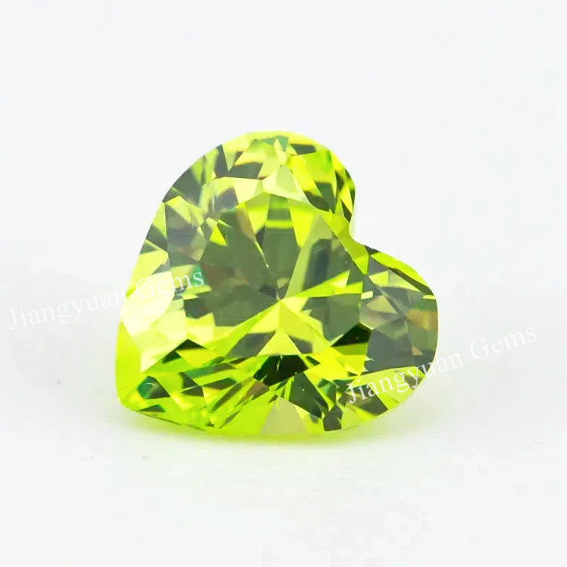 Size 3x3mm~10x10mm 5A Heart Cut Apple Green Cubic Zirconia Stone Loose CZ Synthetic Gemstone for Jewelry Making