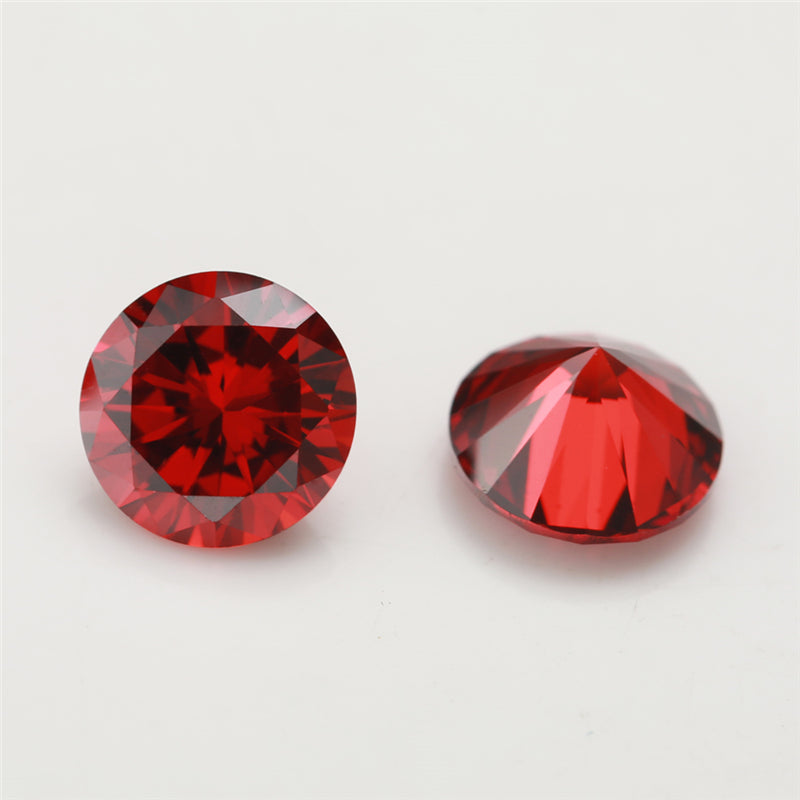 Size 0.8~12.0mm 5A Round Cut Garnet Color CZ Stone Loose Cubic Zirconia Synthetic Gemstone for Jewelry