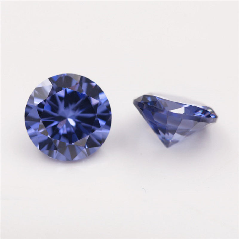 Size 1.0-10.0mm 5A Round Cut Tanzanite Color CZ Stone Loose Cubic Zirconia Synthetic Gemstone for Jewelry