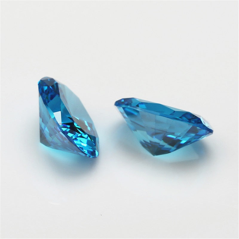 Size 3x5~10x12mm 5A Oval Cut Sea Blue CZ Stone Loose Cubic Zirconia Synthetic Gemstone for Jewelry