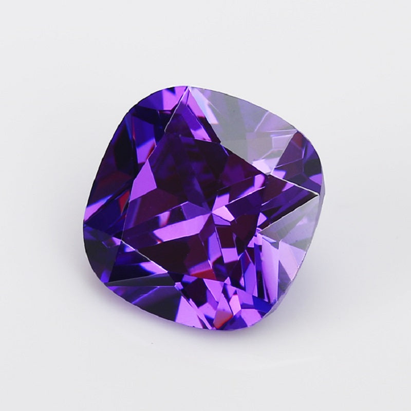 50pcs 4x4~10x10mm 5A Cushion Cut Violet CZ Stone Loose Cubic Zirconia Synthetic Gemstone for Jewelry