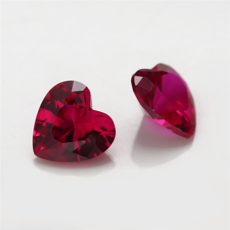 Size 3x3~10x10mm Heart Cut 5# Red Stone Loose Corundum Synthetic Gemstone for Jewelry