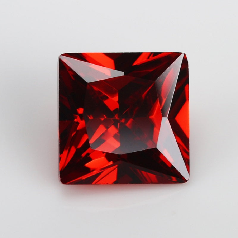 50pcs 1.5x1.5~10x10mm 5A Square Princess Cut Garnet Color CZ Stone Loose Cubic Zirconia Synthetic Gemstone for Jewelry