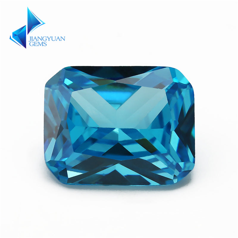 Size 4x6-10x12mm 5A Octangle Cut Sea Blue CZ Stone Loose Cubic Zirconia Synthetic Gemstone for Jewelry Making