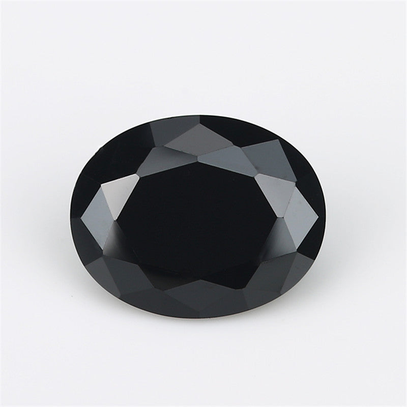 Size 3x5~10x12mm Oval Cut Black Glass Stone Loose Synthetic Gemstone for Jewelry