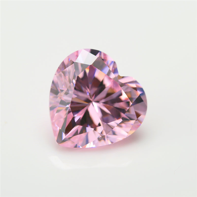50pcs 3x3-10x10mm 5A Heart Cut Pink CZ Stone Loose Cubic Zirconia Synthetic Gemstone for Jewelry