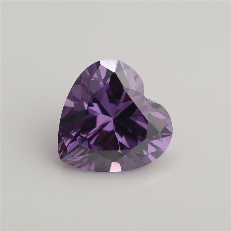 50pcs 3x3-10x10mm 5A Heart Cut Amethyst Color CZ Stone Loose Cubic Zirconia Synthetic Gemstone for Jewelry