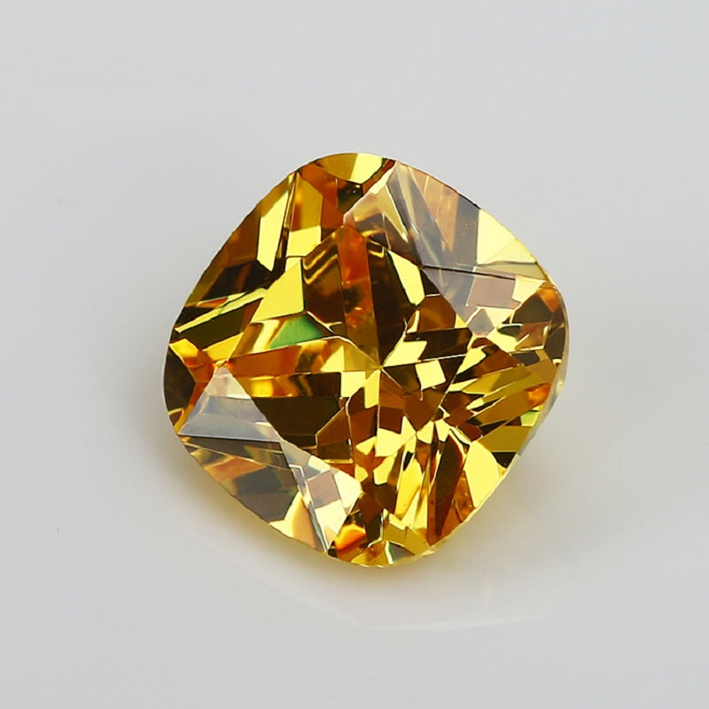 50pcs 4x4~10x10mm 5A Cushion Cut Golden Yellow CZ Stone Loose Cubic Zirconia Synthetic Gemstone for Jewelry
