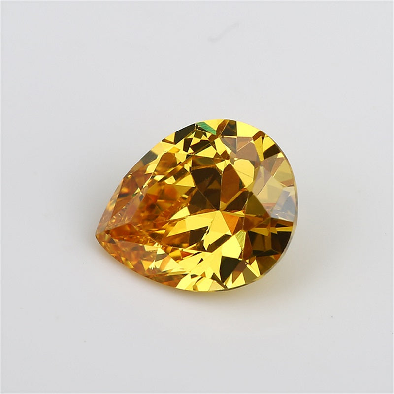 Size 3x5~10x12mm 5A Pear Cut Golden Yellow CZ Stone Loose Cubic Zirconia Synthetic Gemstone for Jewelry