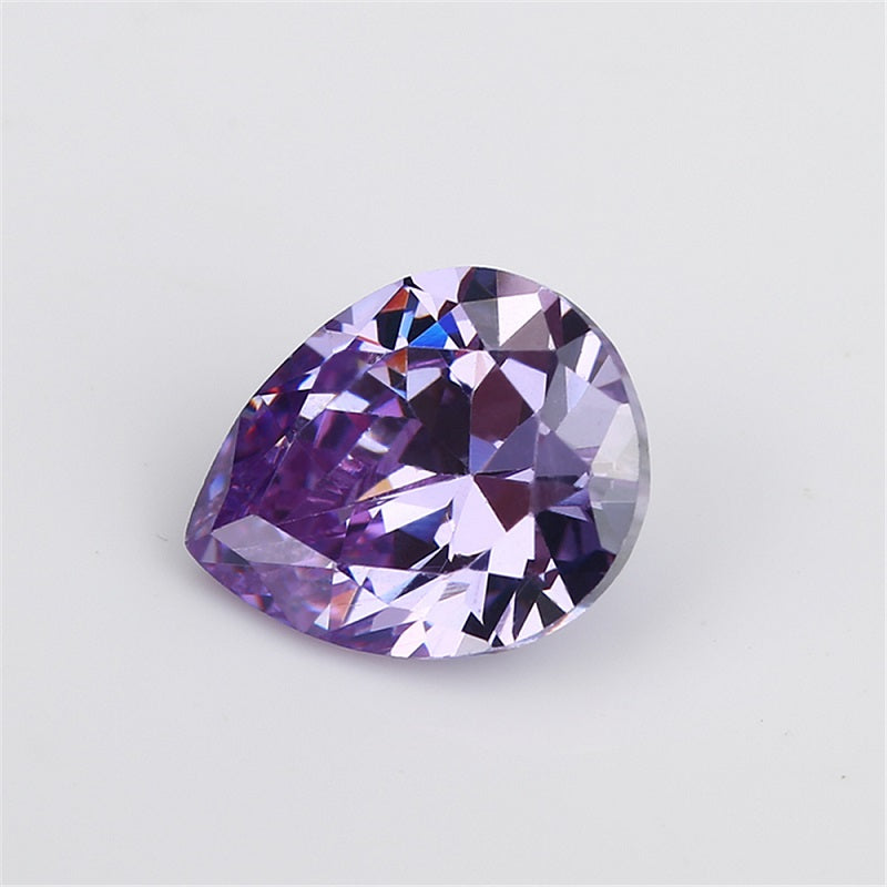 Size 3x5~10x12mm 5A Pear Cut Lavender Color CZ Stone Loose Cubic Zirconia Synthetic Gemstone for Jewelry