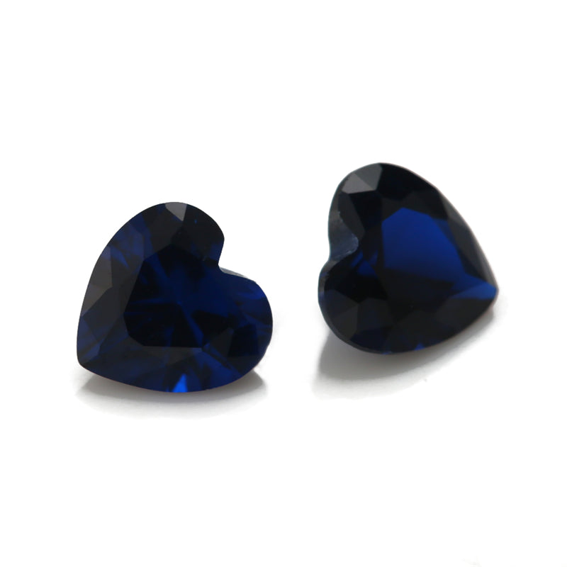 Size 3x3~10x10mm Heart Cut 114# Color Blue Stone Loose Spinel Synthetic Gemstone for Jewelry